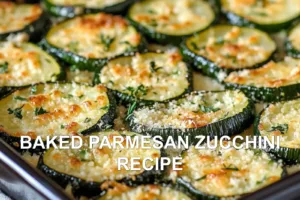 BAKED PARMESAN ZUCCHINI RECIPE centered hero view, clean and uncluttered