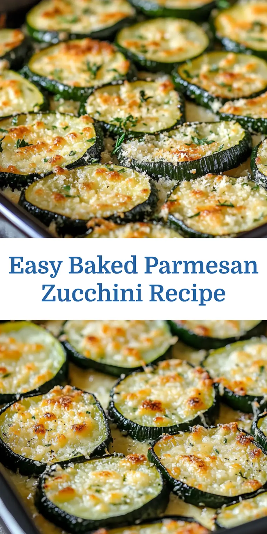 Golden baked Parmesan zucchini sticks arranged on a serving platter