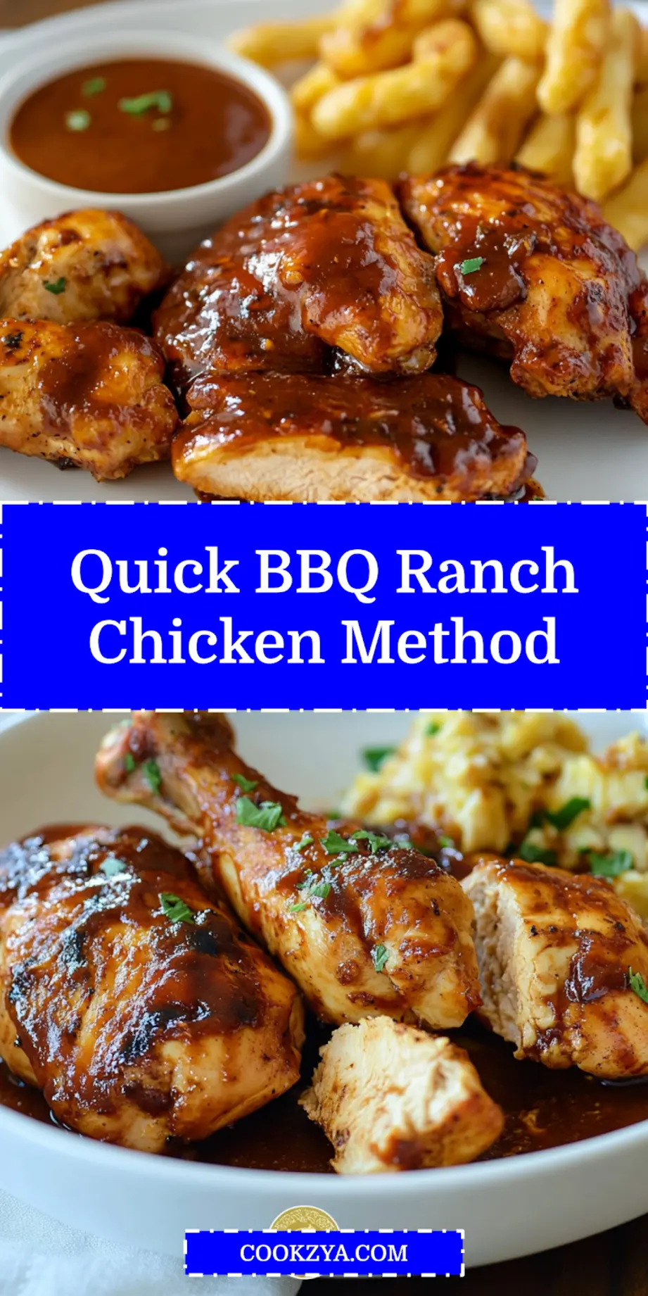 Finished BBQ Ranch Chicken plated and ready to serve