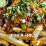 BIRRIA FRIES centered hero view, clean and uncluttered