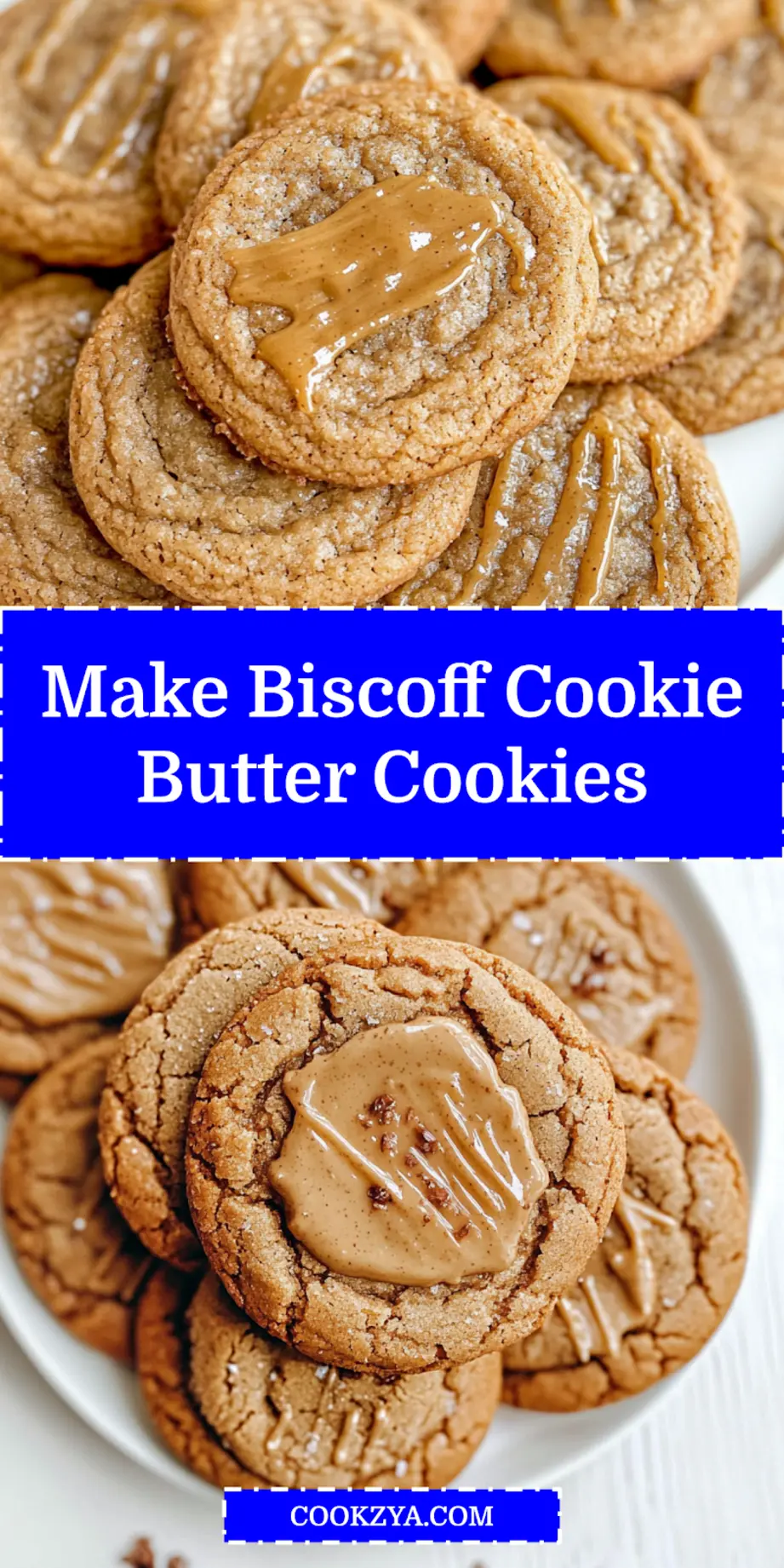 Finished BISCOFF COOKIE BUTTER COOKIES stacked on a plate ready to enjoy