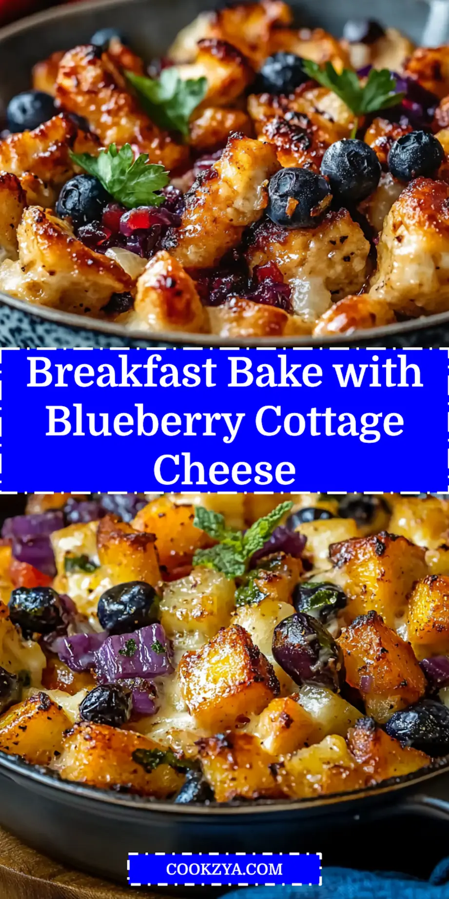 Irresistible Blueberry Cottage Cheese Breakfast Bake Recipe 7 Blueberry Cottage Cheese Breakfast Bake centered hero view, clean and uncluttered_pin