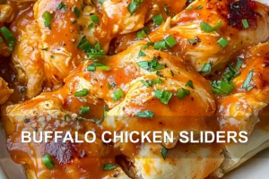 BUFFALO CHICKEN SLIDERS centered hero view, clean and uncluttered