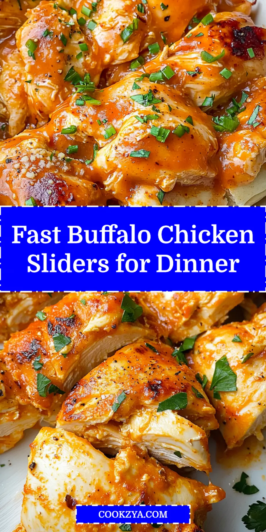 BUFFALO CHICKEN SLIDERS centered hero view, clean and uncluttered_pin