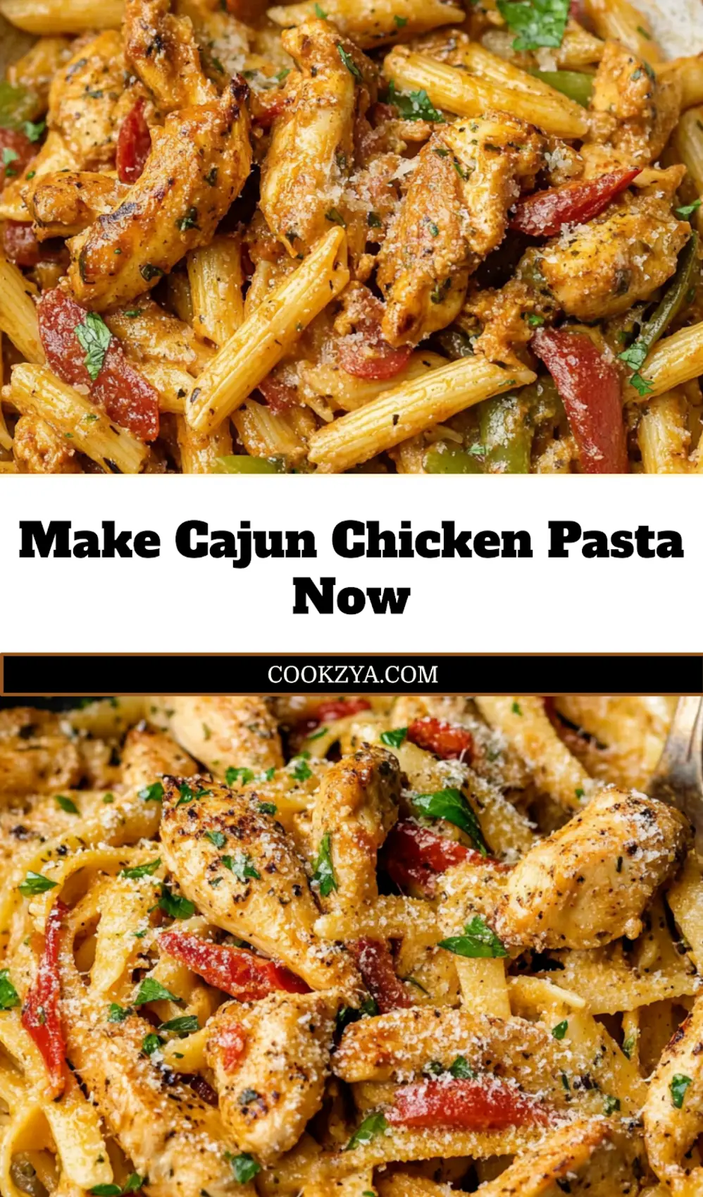 Prepared Cajun Chicken Pasta served on a plate, creamy and colorful