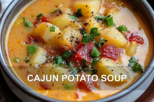 CAJUN POTATO SOUP centered hero view, clean and uncluttered