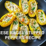CHEESE BAGEL STUFFED MINI PEPPERS RECIPE centered hero view, clean and uncluttered