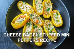 CHEESE BAGEL STUFFED MINI PEPPERS RECIPE centered hero view, clean and uncluttered