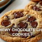 CHEWY CHOCOLATE CHIP COOKIES centered hero view, clean and uncluttered