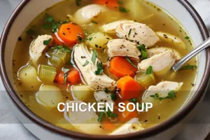 CHICKEN SOUP centered hero view, clean and uncluttered