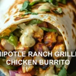 CHIPOTLE RANCH GRILLED CHICKEN BURRITO centered hero view, clean and uncluttered