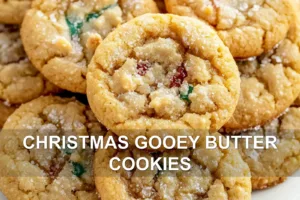 Christmas Gooey Butter Cookies Easy Irresistible Recipe CHRISTMAS GOOEY BUTTER COOKIES centered hero view, clean and uncluttered