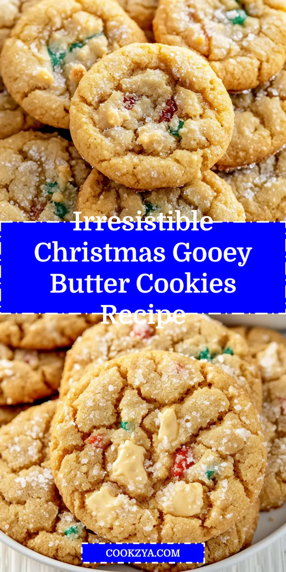 Christmas Gooey Butter Cookies Easy Irresistible Recipe 7 CHRISTMAS GOOEY BUTTER COOKIES centered hero view, clean and uncluttered_pin