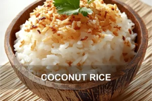 COCONUT RICE centered hero view, clean and uncluttered