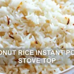 COCONUT RICE INSTANT POT OR STOVE TOP centered hero view, clean and uncluttered