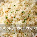 COCONUT RICE RECIPE centered hero view, clean and uncluttered