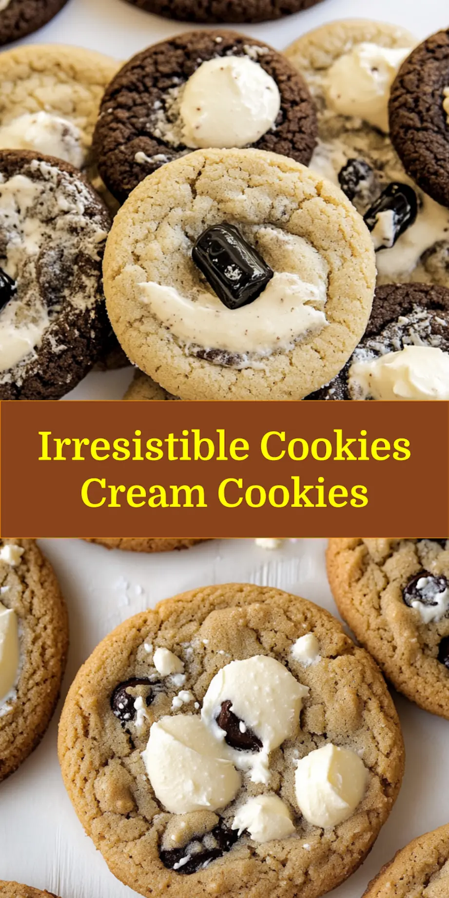 Freshly baked Cookies Cream Cookies on a cooling rack