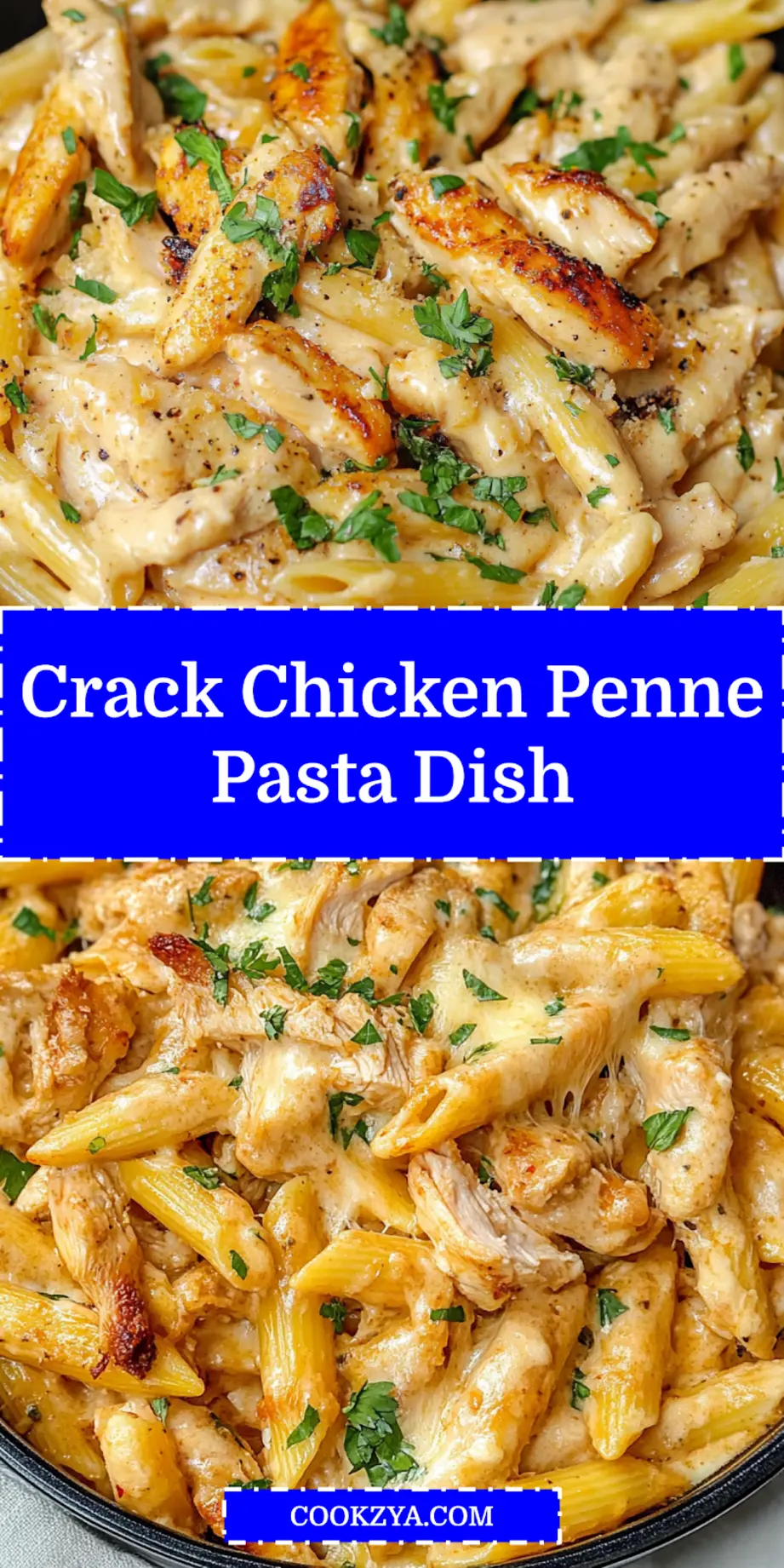 CRACK CHICKEN PENNE centered hero view, clean and uncluttered_pin