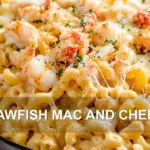 CRAWFISH MAC AND CHEESE centered hero view, clean and uncluttered