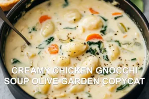 CREAMY CHICKEN GNOCCHI SOUP OLIVE GARDEN COPYCAT centered hero view, clean and uncluttered