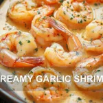CREAMY GARLIC SHRIMP centered hero view, clean and uncluttered