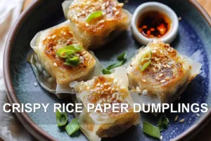CRISPY RICE PAPER DUMPLINGS centered hero view, clean and uncluttered