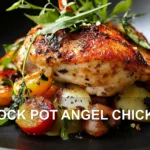 CROCK POT ANGEL CHICKEN centered hero view, clean and uncluttered