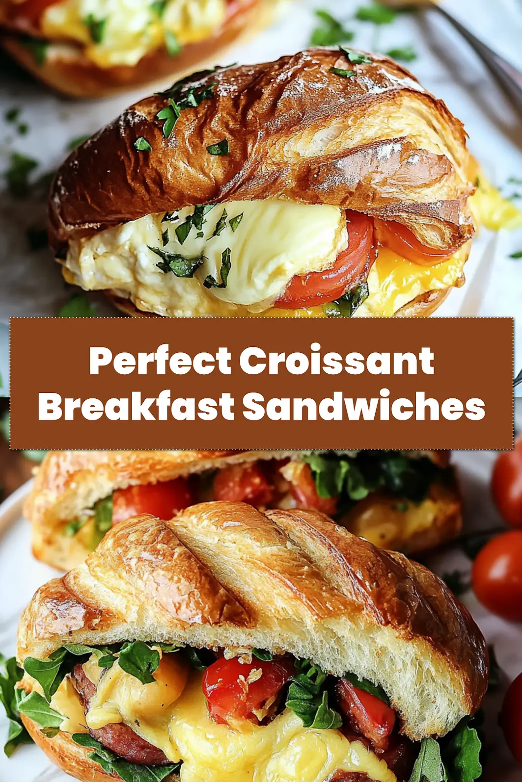 Easy Croissant Breakfast Sandwiches You Will Love 7 Finished croissant breakfast sandwiches plated and ready to eat