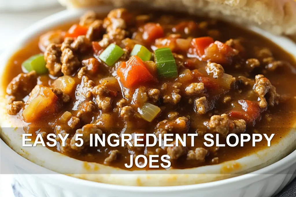 EASY 5 INGREDIENT SLOPPY JOES centered hero view, clean and uncluttered