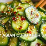 EASY ASIAN CUCUMBER SALAD centered hero view, clean and uncluttered