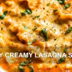 EASY CREAMY LASAGNA SOUP centered hero view, clean and uncluttered
