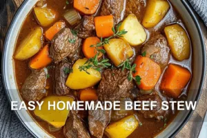 EASY HOMEMADE BEEF STEW centered hero view, clean and uncluttered