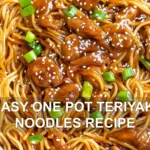 EASY ONE POT TERIYAKI NOODLES RECIPE centered hero view, clean and uncluttered