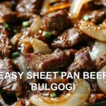 EASY SHEET PAN BEEF BULGOGI centered hero view, clean and uncluttered