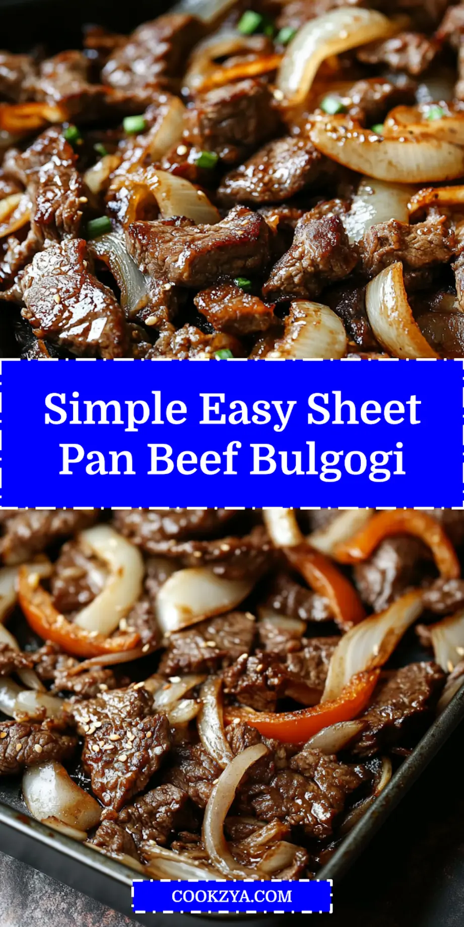 Close-up of easy sheet pan beef bulgogi ready to serve