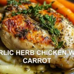 GARLIC HERB CHICKEN WITH CARROT centered hero view, clean and uncluttered