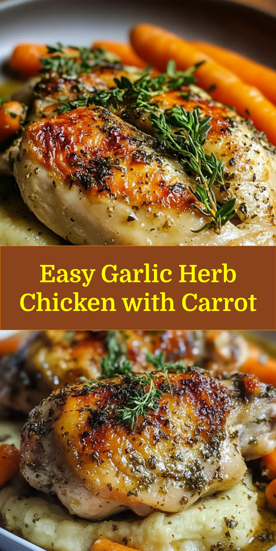GARLIC HERB CHICKEN WITH CARROT centered hero view, clean and uncluttered_pin