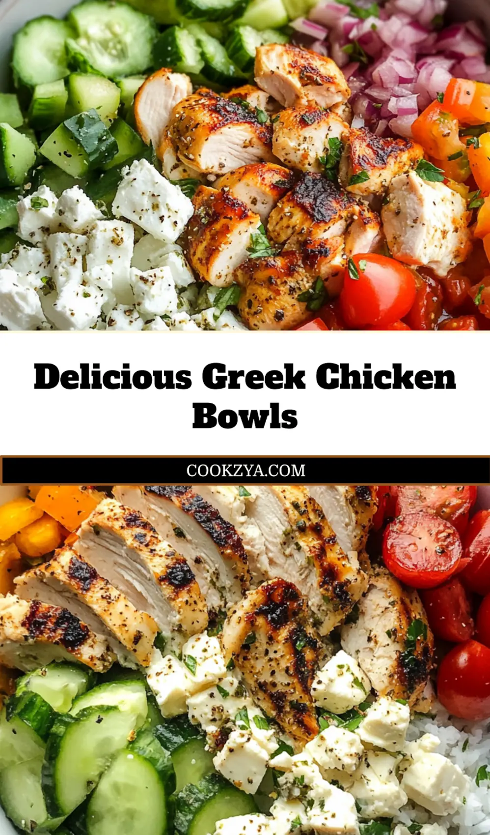 GREEK CHICKEN BOWLS centered hero view, clean and uncluttered_pin