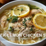 GREEK LEMON CHICKEN SOUP centered hero view, clean and uncluttered