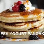 GREEK YOGURT PANCAKES centered hero view, clean and uncluttered