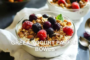 GREEK YOGURT PARFAIT BOWLS centered hero view, clean and uncluttered