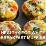 HEALTHY EGG WHITE BREAKFAST MUFFINS centered hero view, clean and uncluttered