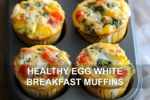 Discover Healthy Egg White Breakfast Muffins Recipe HEALTHY EGG WHITE BREAKFAST MUFFINS centered hero view, clean and uncluttered