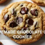 HOMEMADE CHOCOLATE CHIP COOKIES centered hero view, clean and uncluttered