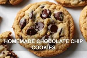 How Homemade Chocolate Chip Cookies Bring Joy HOMEMADE CHOCOLATE CHIP COOKIES centered hero view, clean and uncluttered