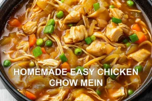 How to Make Homemade Easy Chicken Chow Mein Today HOMEMADE EASY CHICKEN CHOW MEIN centered hero view, clean and uncluttered