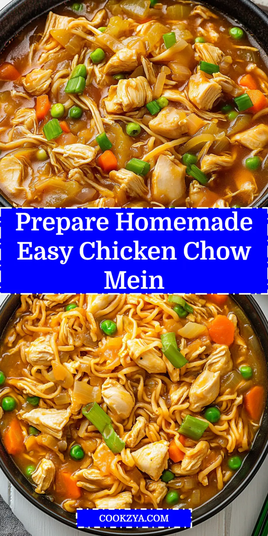 How to Make Homemade Easy Chicken Chow Mein Today 7 HOMEMADE EASY CHICKEN CHOW MEIN centered hero view, clean and uncluttered_pin