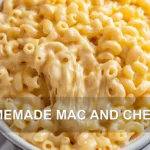HOMEMADE MAC AND CHEESE centered hero view, clean and uncluttered