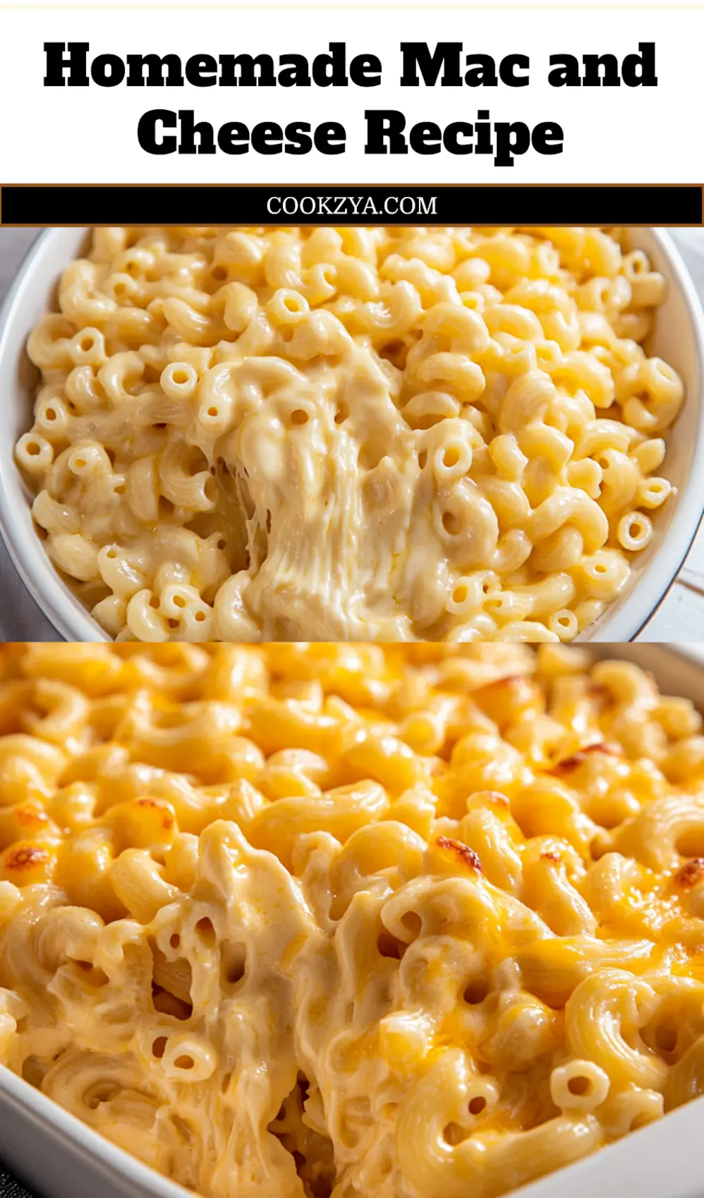A beautifully plated homemade mac and cheese with golden baked top
