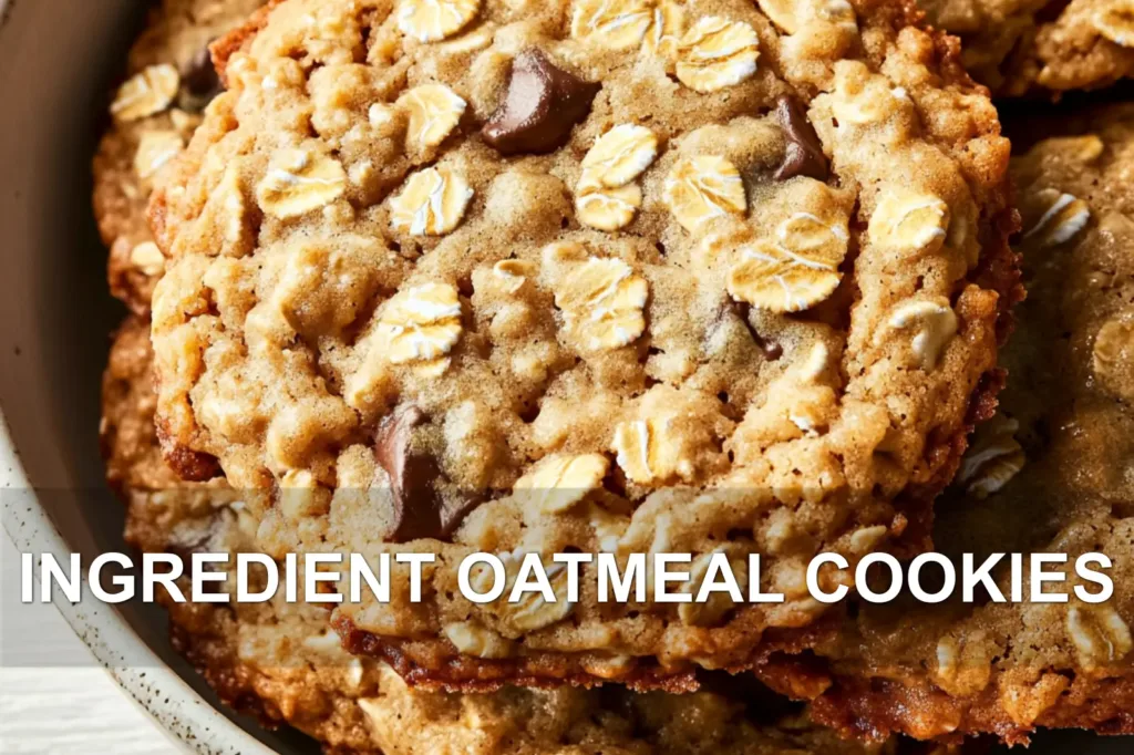 INGREDIENT OATMEAL COOKIES centered hero view, clean and uncluttered